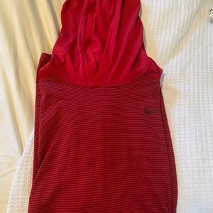 Red Nike lightweight pullover with hoodie